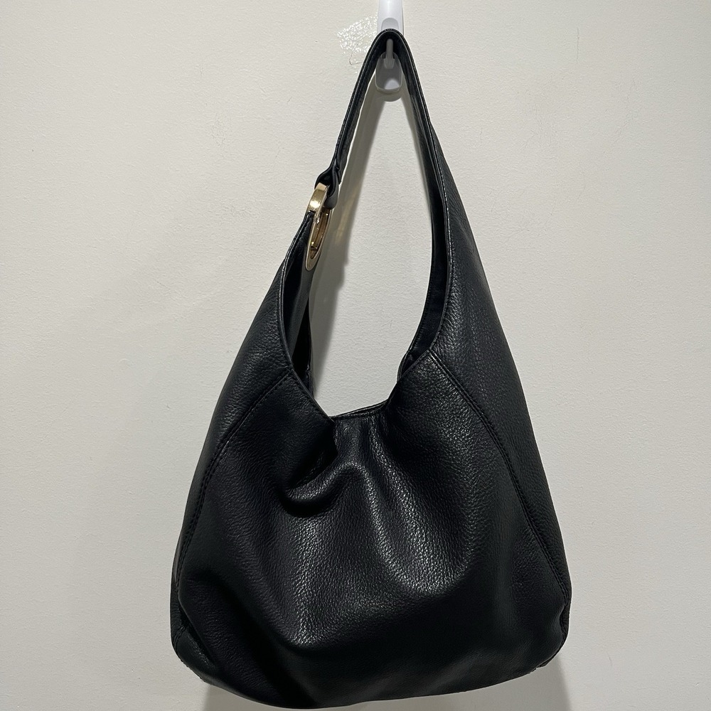 Y2K Michael Kors Fulton Black Pebbled Leather Large Hobo Shoulder Bag Buttery